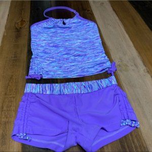 Halter Tankini with Shorts for Girls purple